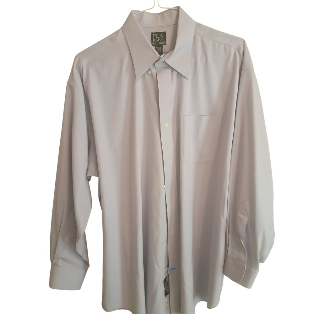 Jos A Bank Travelers Collection Dress Shirt Mens 17.5 34 Purple Cotton Button Up